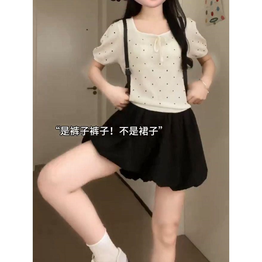 大码花苞半身裙子黑色裙裤女夏季2026新款高腰休闲显瘦短裙垂坠感