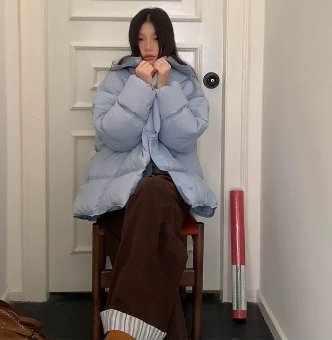 Yohaaa 冬羽绒服女中长款可脱卸针织毛线连帽两件套