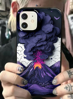 紫色火山适用苹果11果冻壳16plus亮面15/14pro防摔13promax苹果12