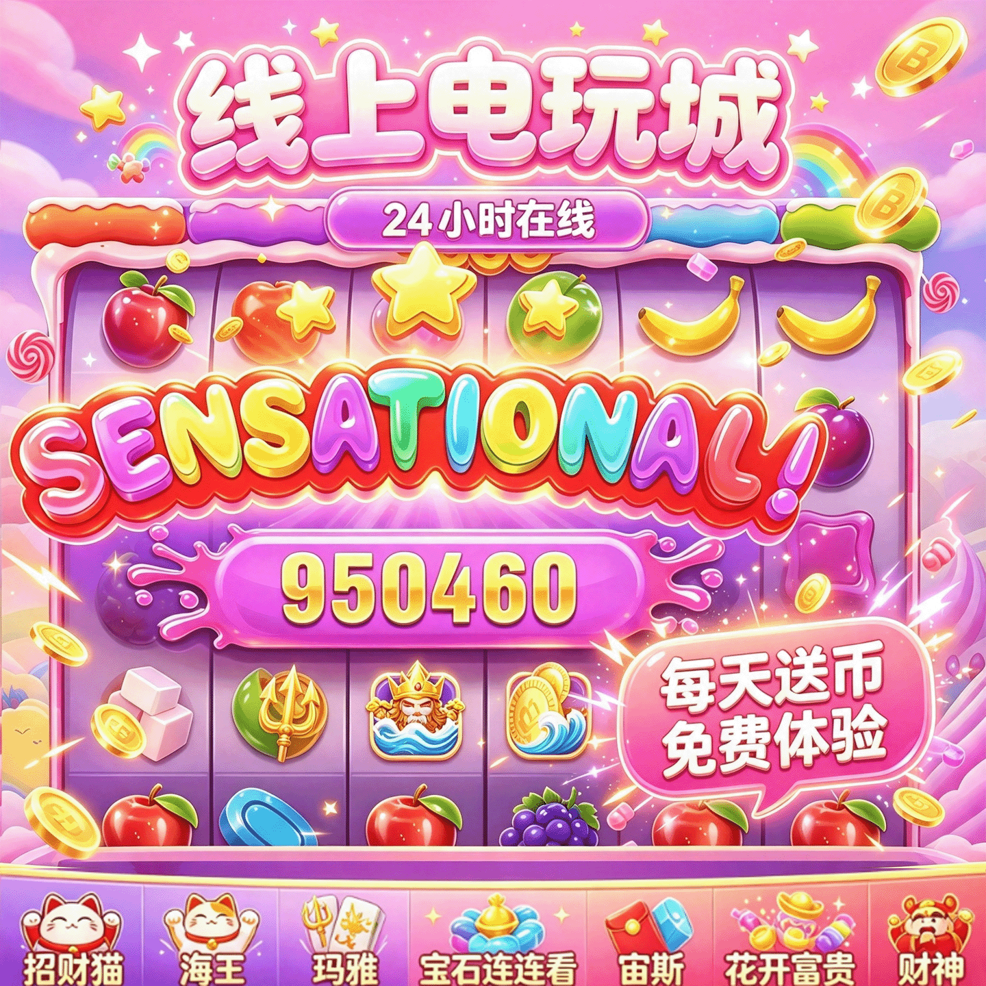 线上电玩城推币机消消乐宙斯招财猫玛雅糖果连连看魔术师经典投币