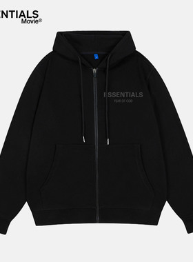 ESSENTIALS MOVIE官方连帽开衫卫衣男女情侣运动帽衫落肩袖外套