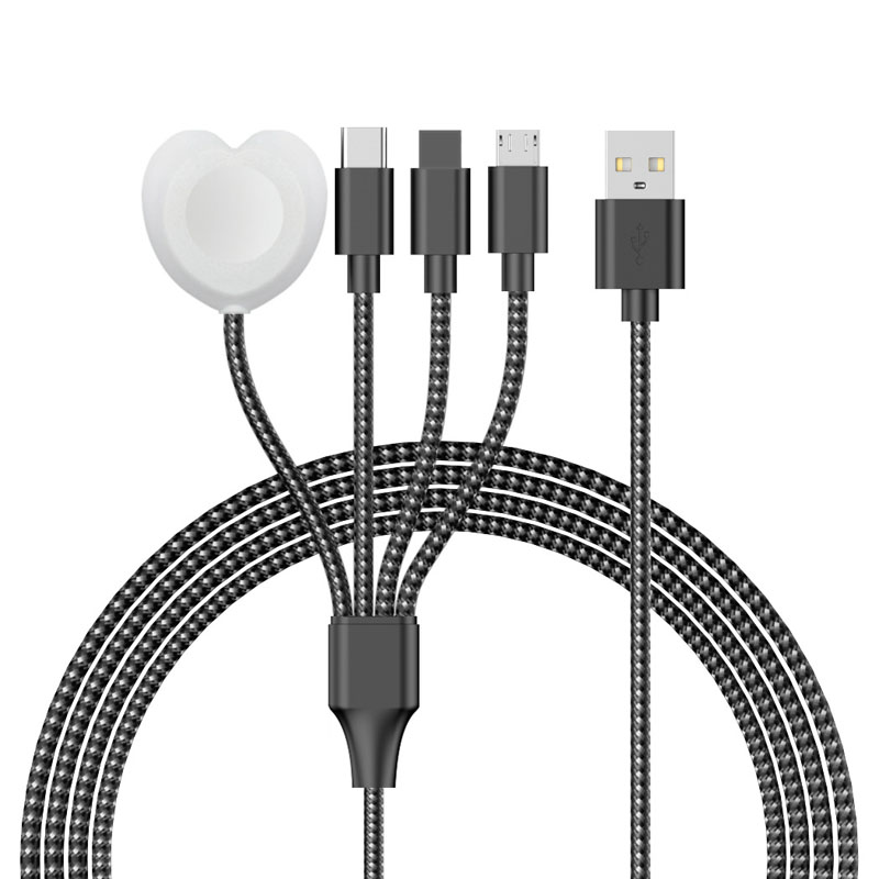 二合一USB+Type C拖一二三数据线磁吸无线充电器适用苹果iPhone14手表iwatch1/2/3/4/5/6/7/8/9四合一充电线