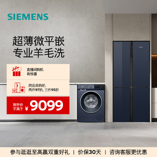 西门子十字门10kg滚筒冰洗套装