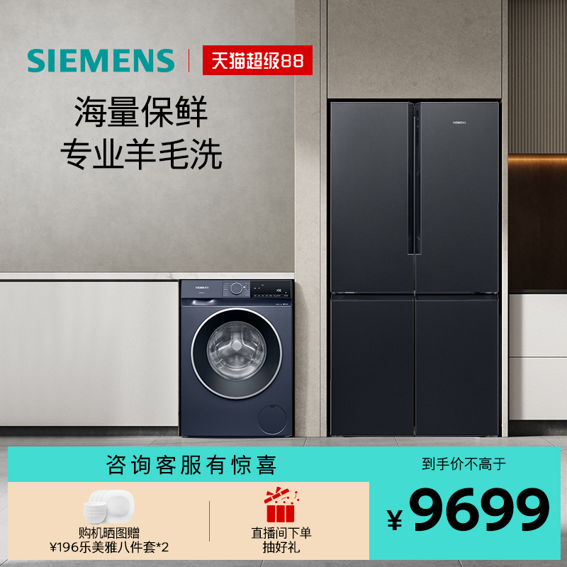 西门子十字门10kg滚筒冰洗套装