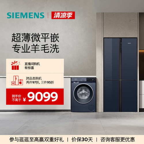 西门子十字门10kg滚筒冰洗套装