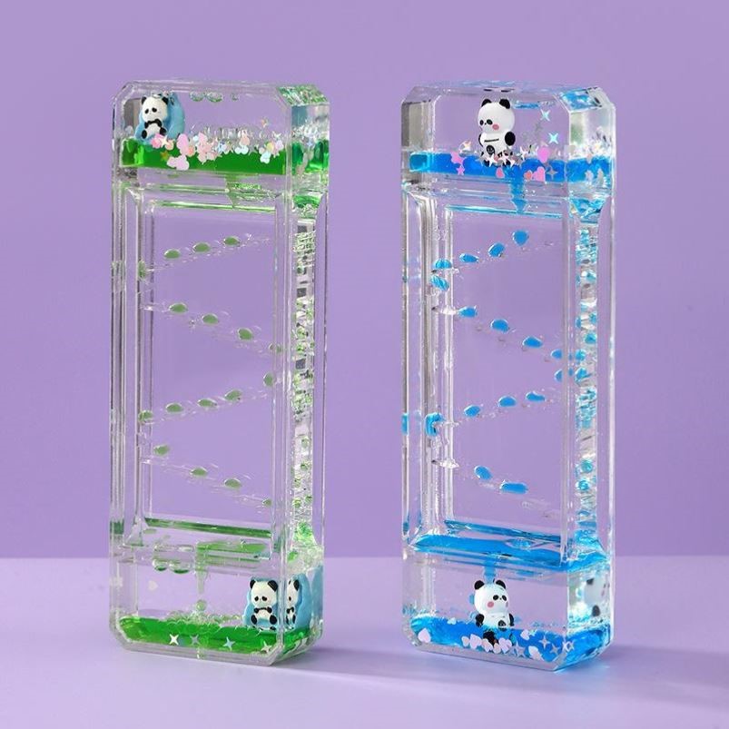 可爱熊猫减压油漏沙漏创意摆件情绪稳定桌面油滴计时器送儿童礼物