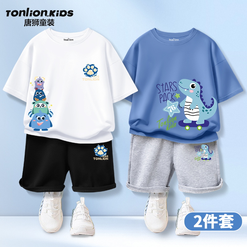 唐狮童装男童短袖t恤2025新款儿童敖丙哪咤衣服夏装男孩运动套装