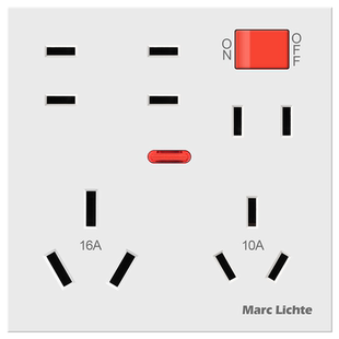 86型暗装一开十二孔插座带灯开关多孔大功率16A六孔通用插座面板