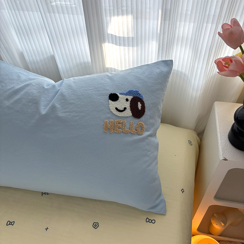 2025新款水洗棉毛巾绣枕套枕头芯套装一对装2非全棉纯棉48cmx74cm