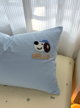 2025新款水洗棉毛巾绣枕套枕头芯套装一对装2非全棉纯棉48cmx74cm