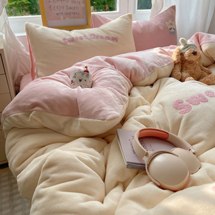 2025款款冬季牛奶绒珊瑚绒毛巾绣单个枕头枕套装一对装48cmx74cm