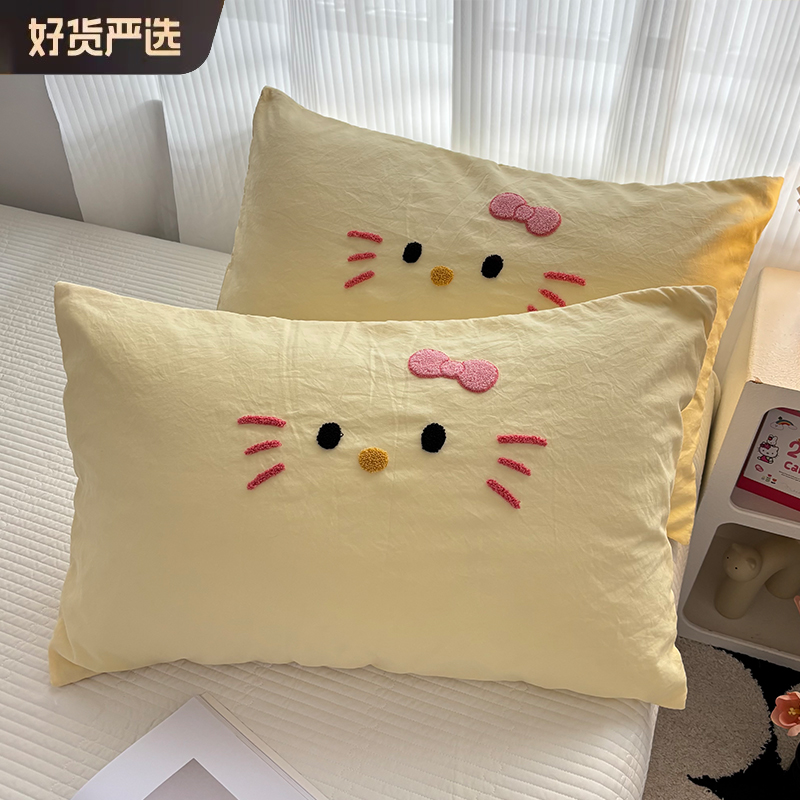 2025新款毛巾绣枕套枕头芯套装单个只一对装2非全棉纯棉48cmx74cm