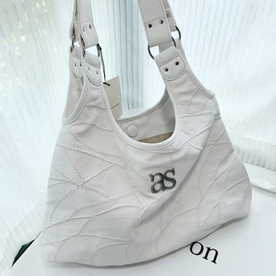 韩国小众品牌ason单肩腋下包包真皮刺绣月牙包女大容量百搭托特包