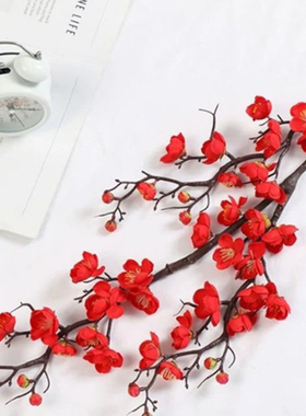 仿真梅花假花摆件腊梅干花桃花花束客厅中式家居装饰