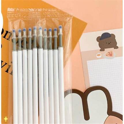 中性笔按动针管头替芯黑色笔芯卡通按动笔笔芯文具用品学生用D2