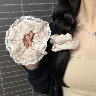 花边马尾发绳发饰D3 夏日碎花蕾丝大肠发圈少女法式