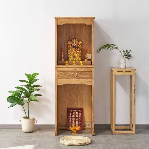 实木佛龛神台立柜带灯家