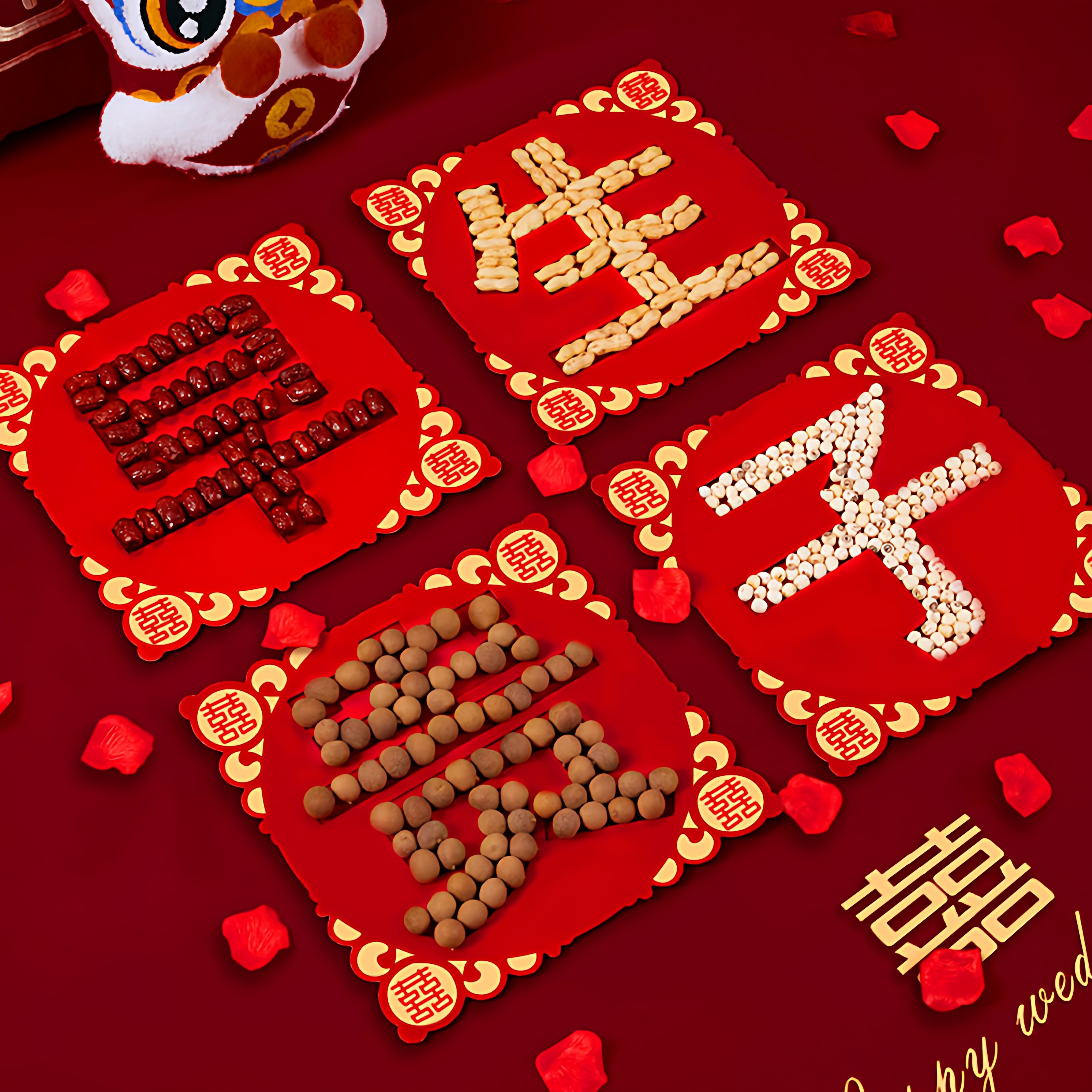 早生贵子模具干果组合男方压床娃娃摆件婚房布置装饰套装结婚用品