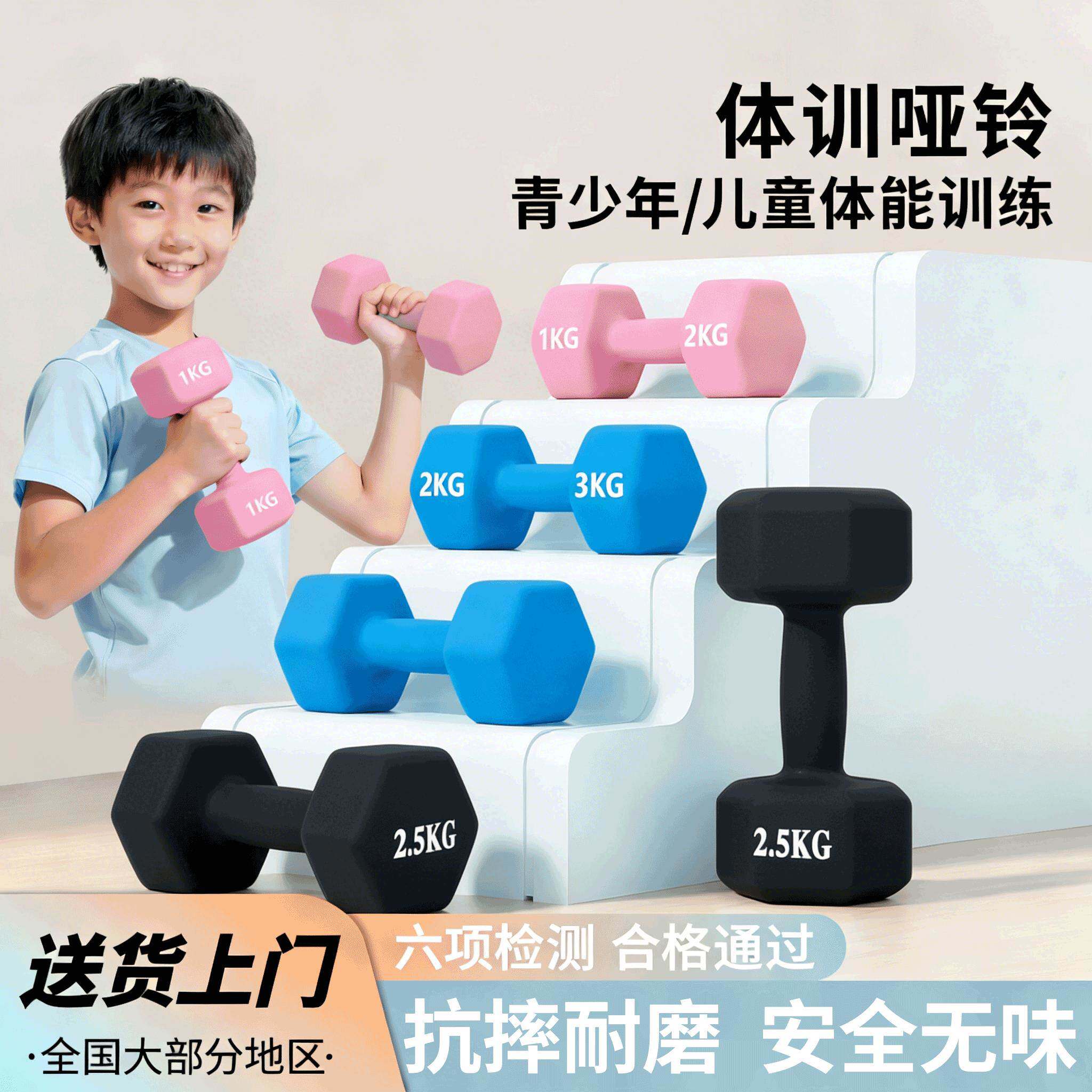 哑铃儿童款小学男生2kg一对专用举重杠铃锻炼器材家用小孩幼儿园