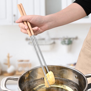 加长筷子油炸耐高温厨房专用炸东西油条家用防滑不锈钢捞面条火锅