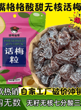 馋嘴格格无核话梅粒青柠味尝鲜果干蜜饯网红休闲零食七分酸三分甜