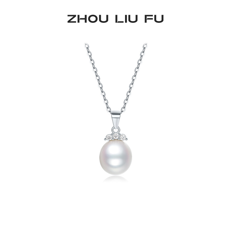周六福S925银淡水珍珠项链女
