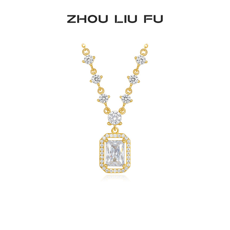 周六福S925银几何项链女