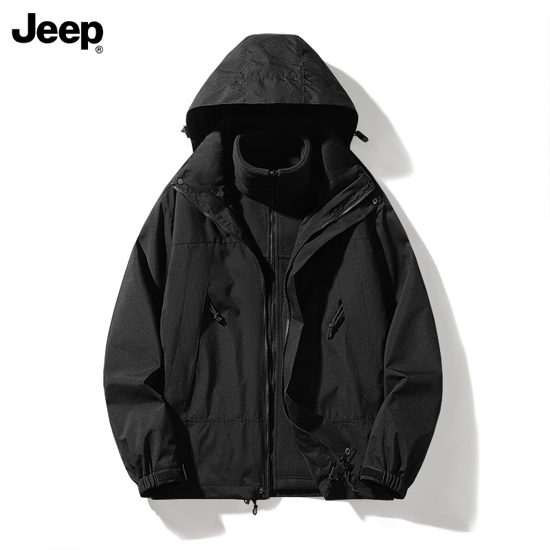 JEEP/吉普2024年新款春季情侣防水冲锋衣外套男款户外男士登山服