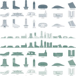 合肥安徽建筑城市剪影天际线旅游线描稿设计插画图地标志景点素材