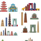 苏州江苏城市地标志建筑天际线旅游线描稿剪影景点插画图设计素材