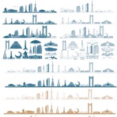 长春吉林天际线旅游线描建筑地标志设计城市插画景点剪影剪影素材