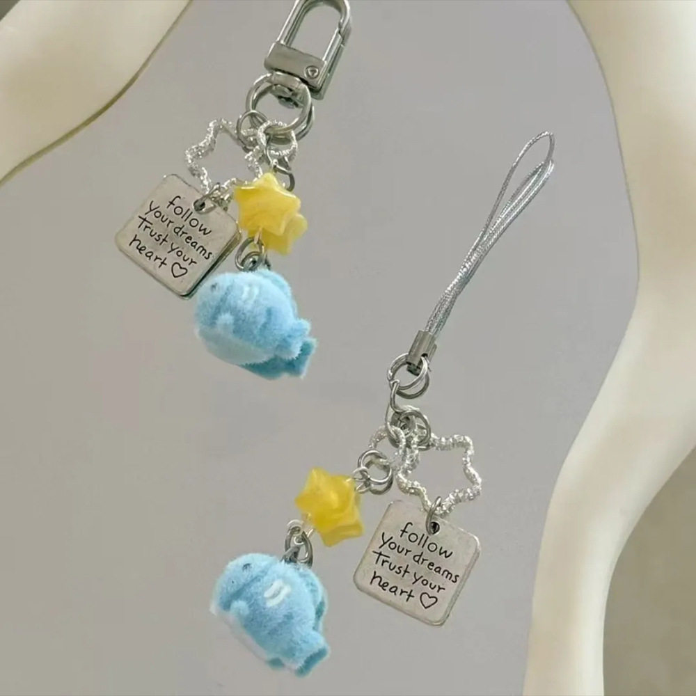 新款可爱植绒小蓝鱼包包相机挂饰挂件钥匙扣创意ins可爱百搭