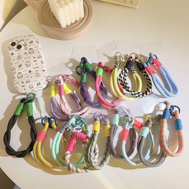手机绳新款diy编织手腕绳防丢手机链手机壳ccd相机色手机挂绳挂件图片