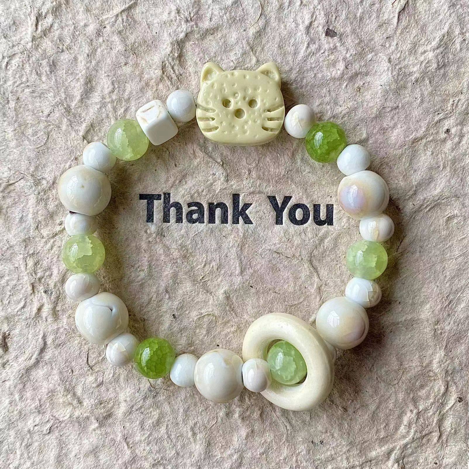 高颜值猫咪手串饰品甜美可爱粉色小猫咪串珠文艺百搭新中式手饰女,饰品/流行首饰/时尚饰品新,手链,淘宝优惠券,粉丝福利购,淘宝优惠卷