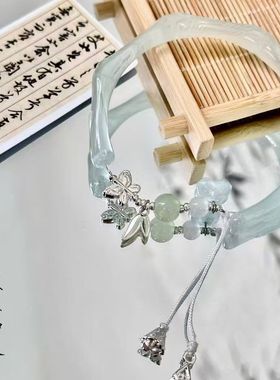 新中式复古国风竹节手镯树脂小众设计清冷感高级女精致古风手镯