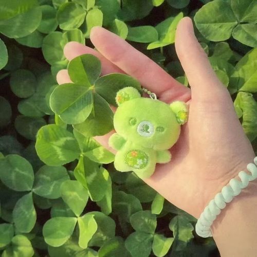 新款绿色轻松熊雨过天晴可爱公仔玩偶迷你毛绒娃娃挂件生日礼物