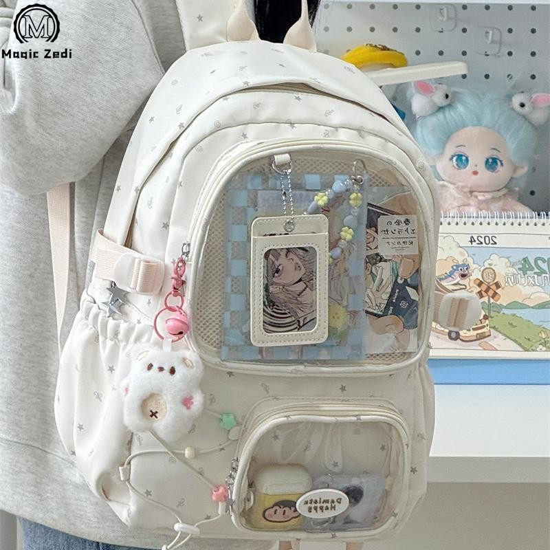 法国Magic Zedi可爱吧唧娃书包女学生二次元透明层JK痛包双肩背包