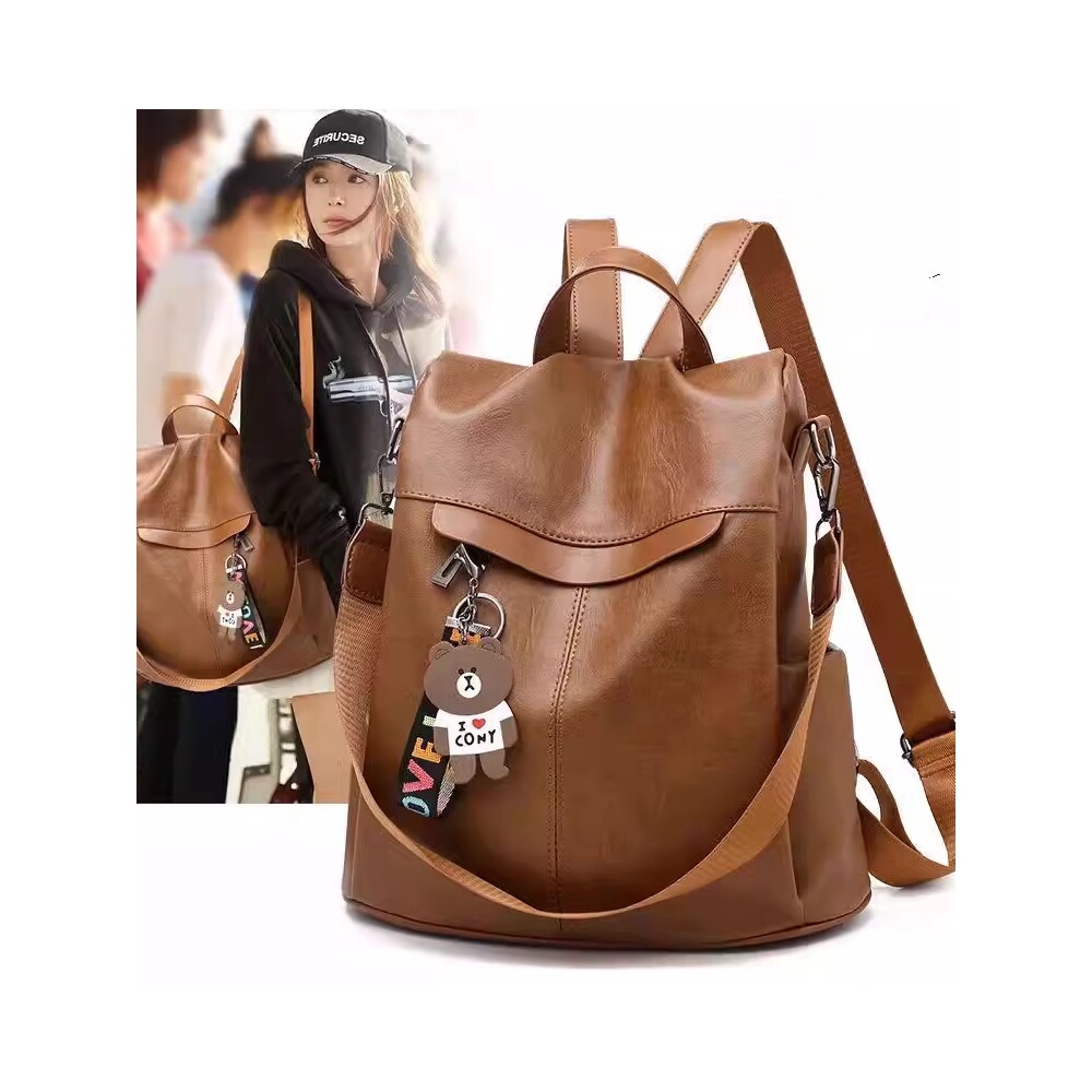 日本进口真皮两用牛皮单肩双肩包女休闲牛津布书包时尚百搭旅行包