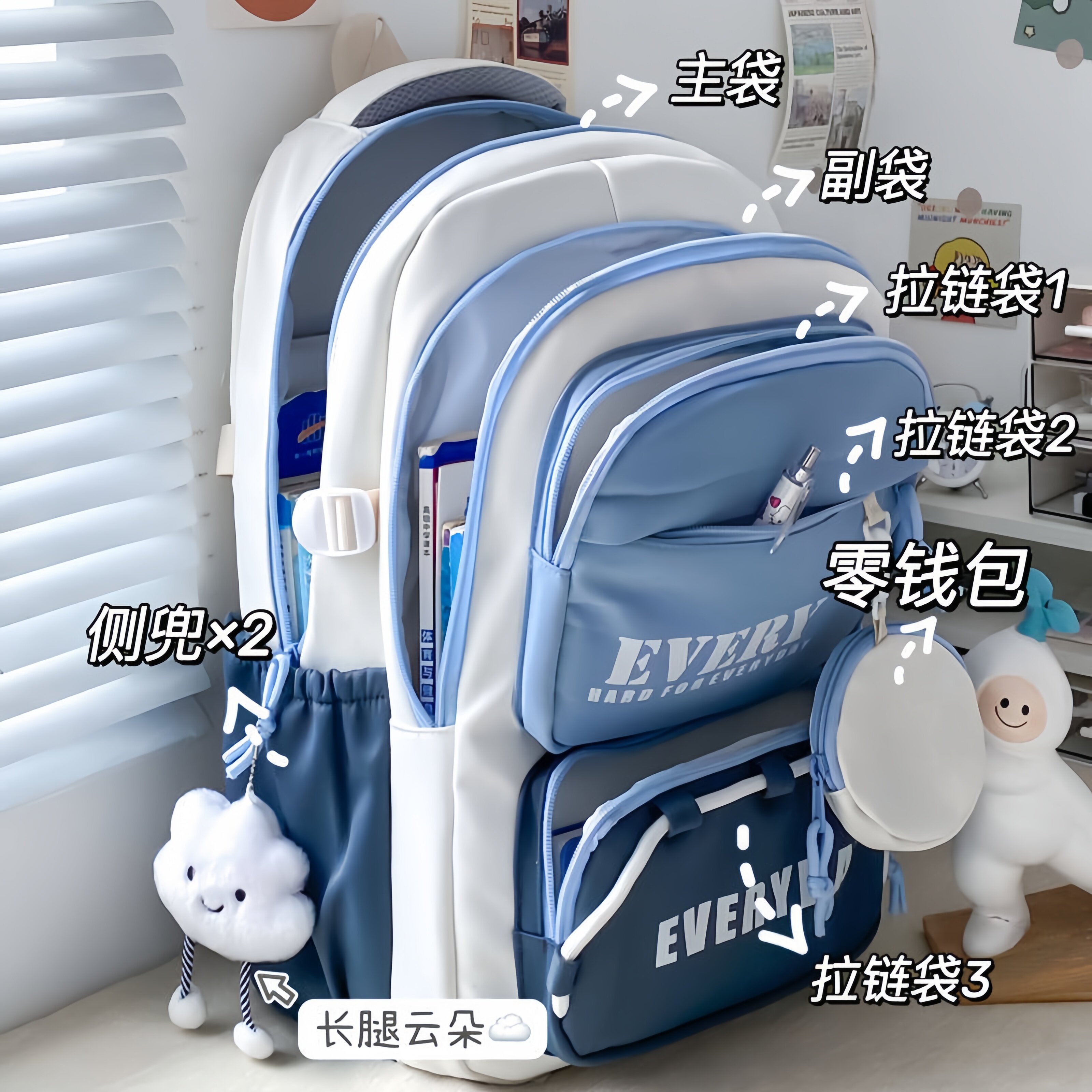 法国CavienKIon书包轻便初高中生多层小学生旅行男女生双肩包尼龙