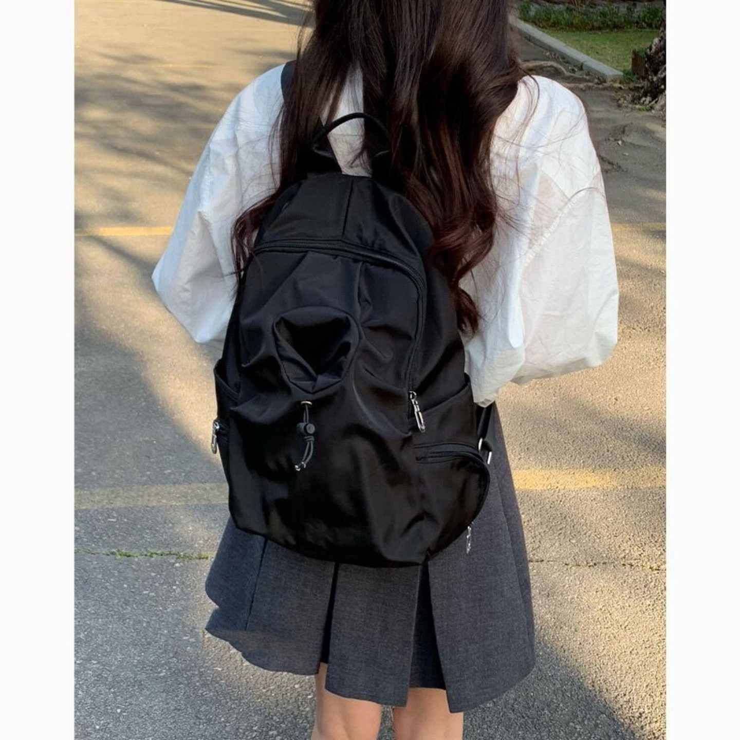 法国MKHEBN简约百搭书包女休闲学院风背包高中大学生大容量双肩包
