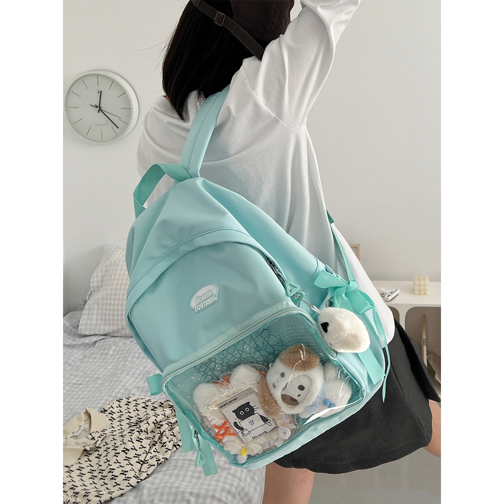 法国送扎板高颜值DIY痛包日常高中书包女日韩风初中生可爱双肩包