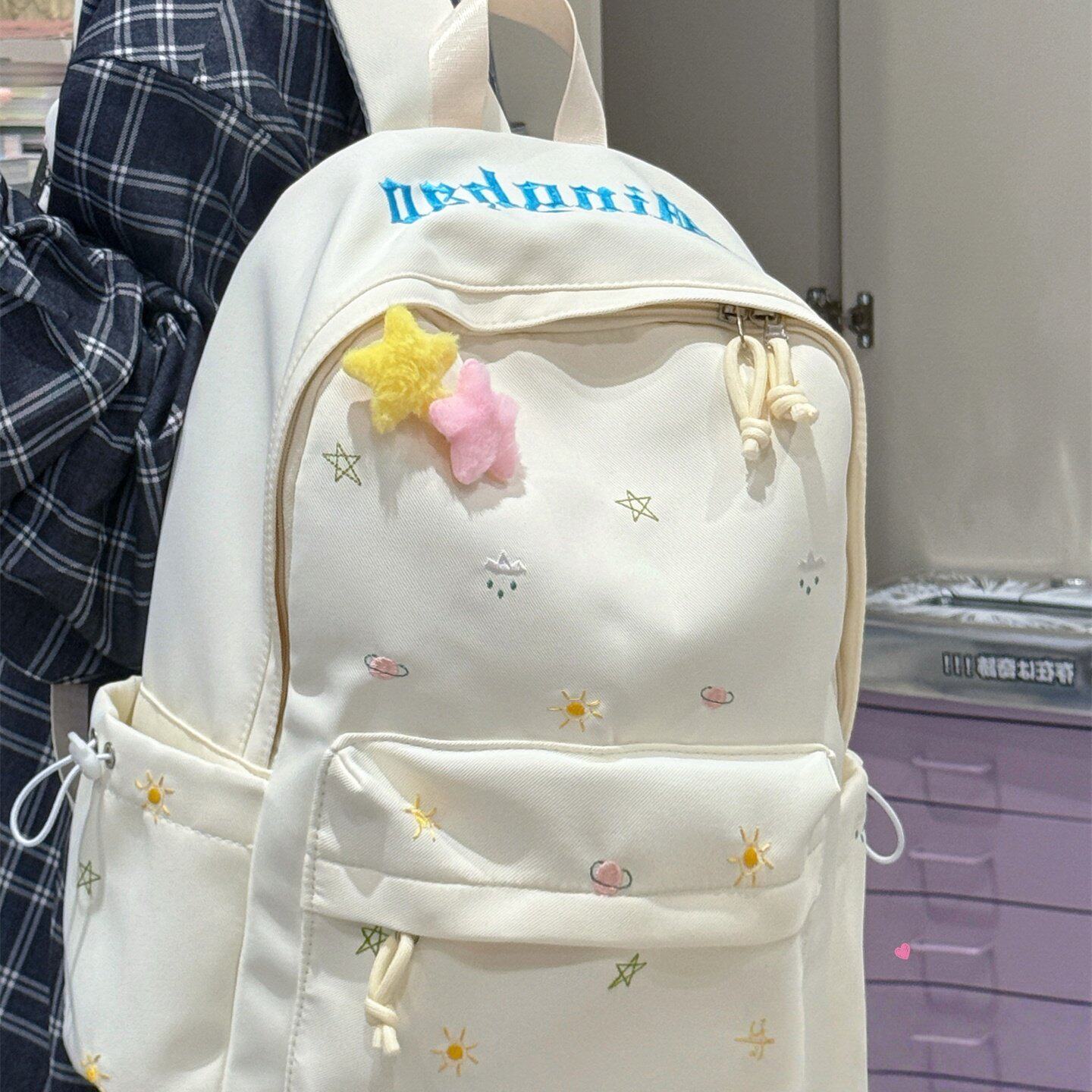香港IT HKins初中高中生书包女生高颜值可爱风刺绣少女双肩背包女