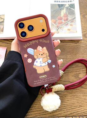 研派适用iPhone17promax手机壳苹果16pro仿皮15挂绳14pro软13秋冬12麂皮11华为mate60pro/pura70/80毛绒