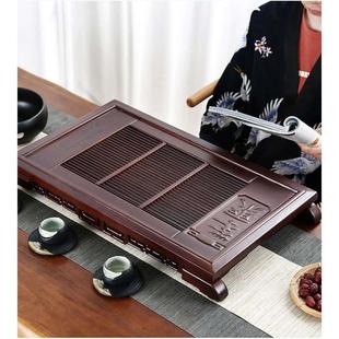 茶台鸡翅黑檀实木茶盘储水茶海功夫茶具 实木茶盘家用办公储水式