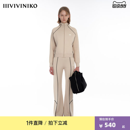 IIIVIVINIKO“日本醋酸尼龙”休闲运动感连帽外套女M333720624B