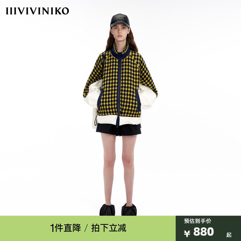 IIIVIVINIKO&ldquo;羊毛羊驼毛&rdquo;多巴胺立领宽松外套女M330311123B