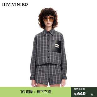 IIIVIVINIKO2023春夏新品 女M310405126B 暗格纹夹克衬衫