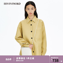 【设计师品牌】IIIVIVINIKO冬季格纹皮质衬衫上衣