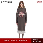 PLUS小众设计印花打蝙蝠袖 VVNK JANE 连衣裙