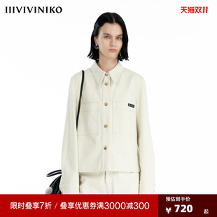 IIIVIVINIKO秋季新款箱型衬衣式牛仔夹克外套女C431405223A